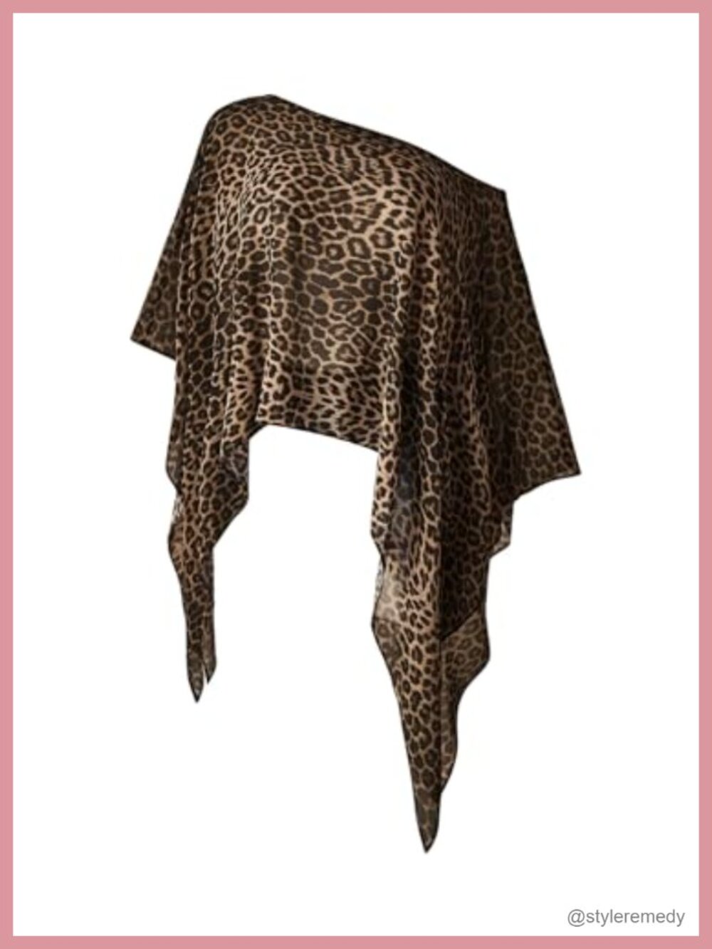 Plus Size Off Shoulder Leopard Print Poncho Blouse Y2K Asymmetrical Top